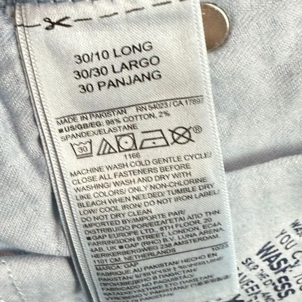Gap Jeans Women 30 10 Long Blue Denim Light Wash Kick Fit High-Rise Straight NWT